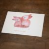 carte postale lapin rose